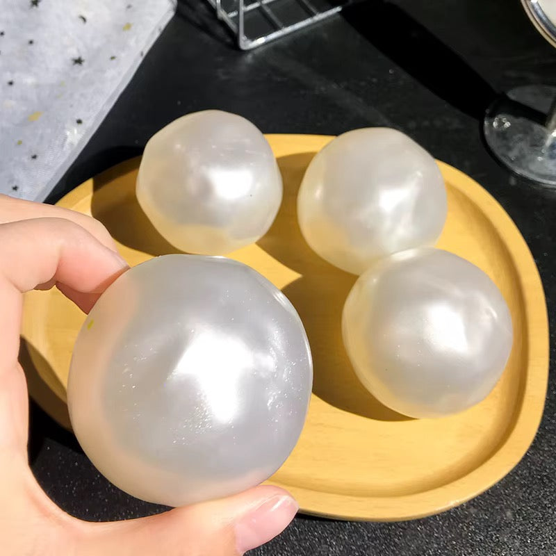 Large Iridescent Shimmer Pearl Squishy Ball 6cm, Coconut Oil Filled Sensory Stress Fidget Toy