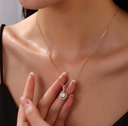 Moon Twist Pendant Necklace - Sterling Silver 18K Gold Plated with 5A Cubic Zirconia – Elegant Jewelry Gift for Women