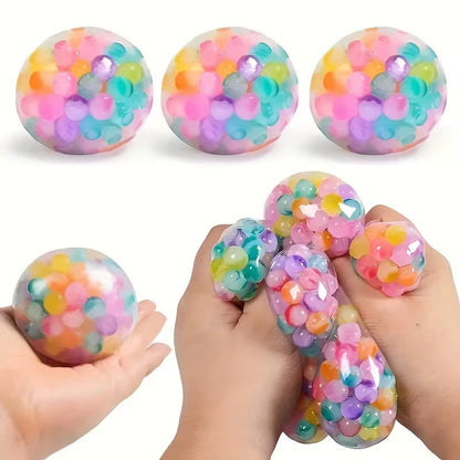 Rainbow Boba Bead Poppers Squish Toy (6cm) Stress Ball for Kids & Adults Sensory ADHD & Anxiety Relief Squeeze Toy