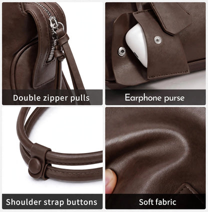 CAITINA Shoulder Bag Satchel Top Handle Hand Bag w/ Shoulder Strap – PU Vegan Leather – Dark Brown Espresso - Brand New