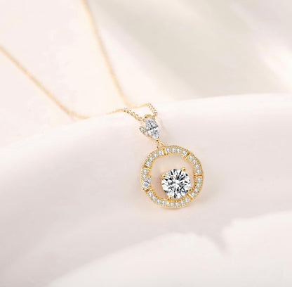 Circle Pendant Necklace - S925 Sterling Silver 18K Gold Plated with 5A Cubic Zirconia