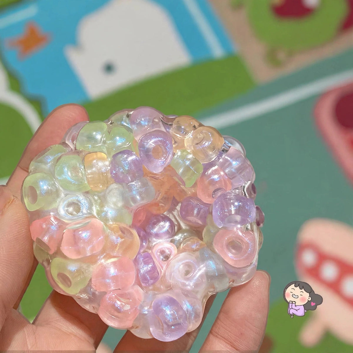 Crunchy Bead Ball Squishies 6cm Multicolor