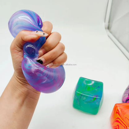 Marble Swirl Stress Cube Squish & Squeeze, 2 Sizes!