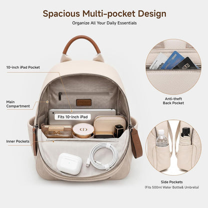 Small Backpack Purse for Women, Cute Plaid PU Leather Lightweight
