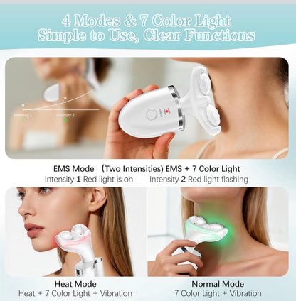 Facial Massager Face and Neck, 7 Color Light Based Face Massager Tool for Skin Care
