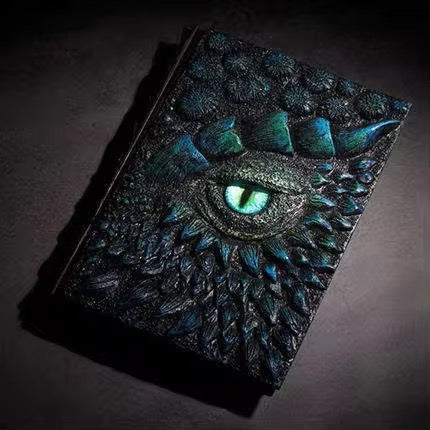 3D Dragon Eye Resin Journal – Handmade Gothic Embossed A5 Notebook, Blank Vintage Fantasy Diary & RPG Spellbook