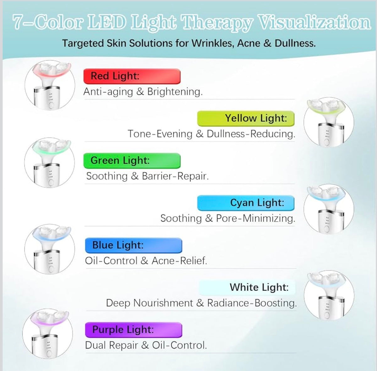 Facial Massager Face and Neck, 7 Color Light Based Face Massager Tool for Skin Care