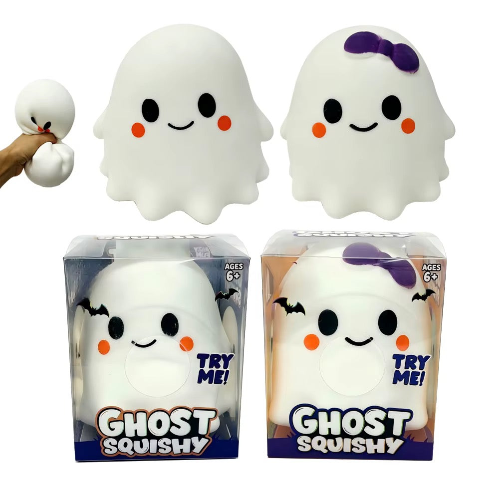 6” Giant Jumbo Cute Ghost Squishy Toy | Flour-Filled Sensory Fidget Relief