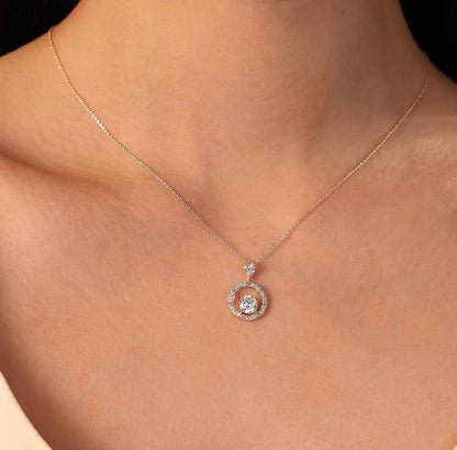 Circle Pendant Necklace - S925 Sterling Silver 18K Gold Plated with 5A Cubic Zirconia