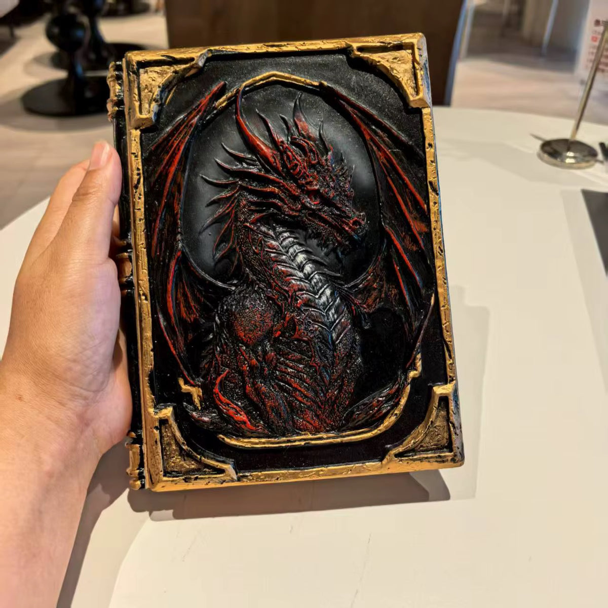 3D Dragon Eye Resin Journal – Handmade Gothic Embossed A5 Notebook, Blank Vintage Fantasy Diary & RPG Spellbook