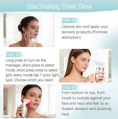 Facial Massager Face and Neck, 7 Color Light Based Face Massager Tool for Skin Care