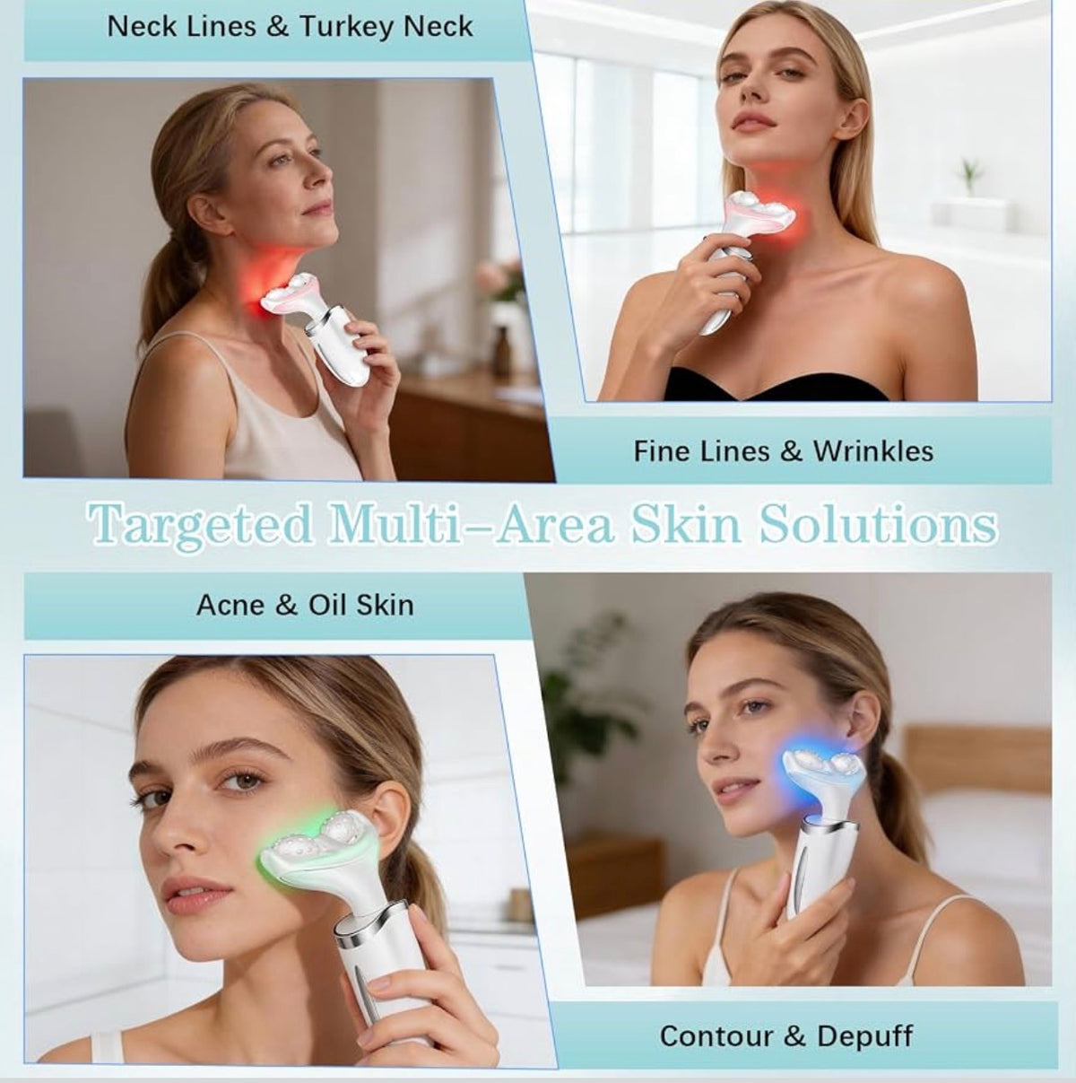 Facial Massager Face and Neck, 7 Color Light Based Face Massager Tool for Skin Care