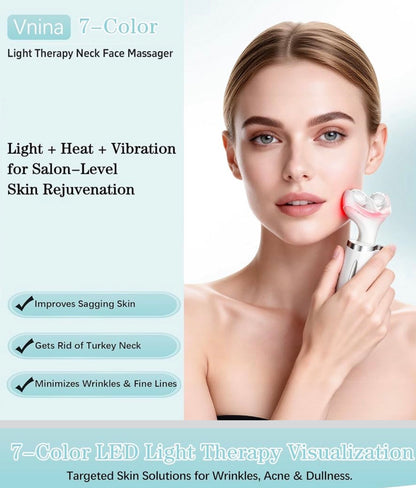 Facial Massager Face and Neck, 7 Color Light Based Face Massager Tool for Skin Care