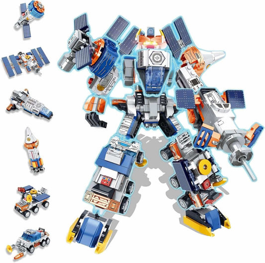 Space Corps Transforming Robot Building Block Toy Set, 6 in-1, 644 PCs